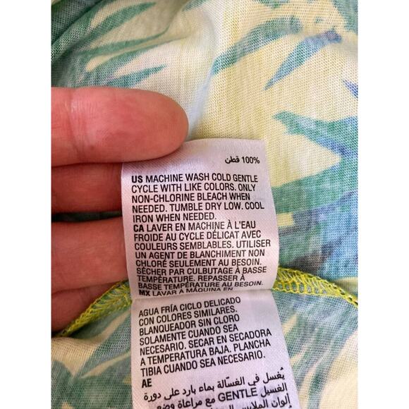 INC International Concepts Tank Top Tropical Floral Print Yellow Green Medium M - Picture 13 of 13